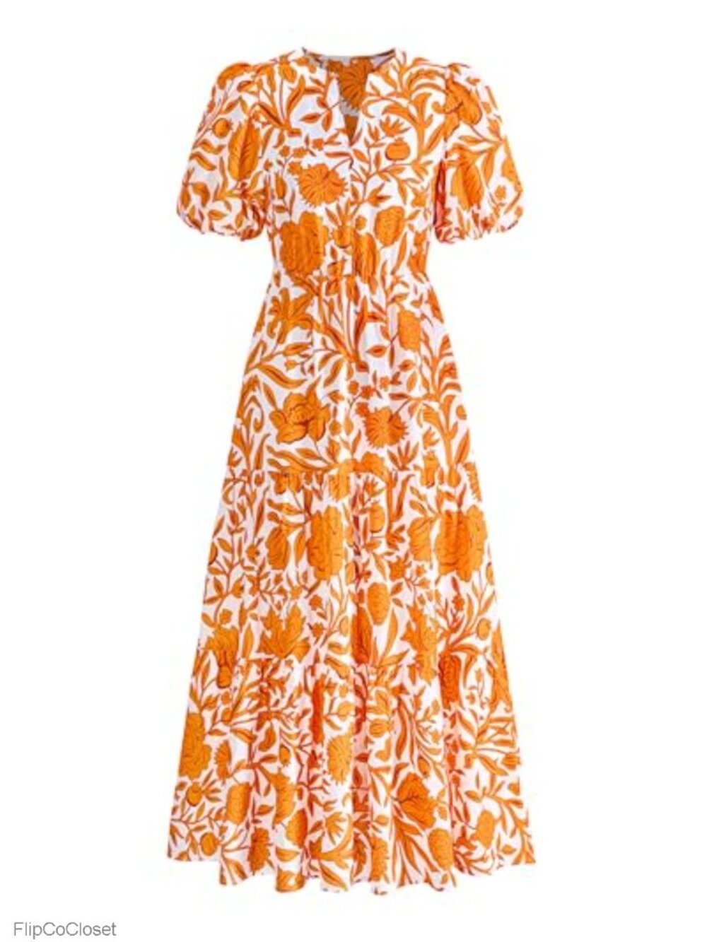 Women's Boho Floral Maxi Dress with Pockets - V Neck Short Sleeve
